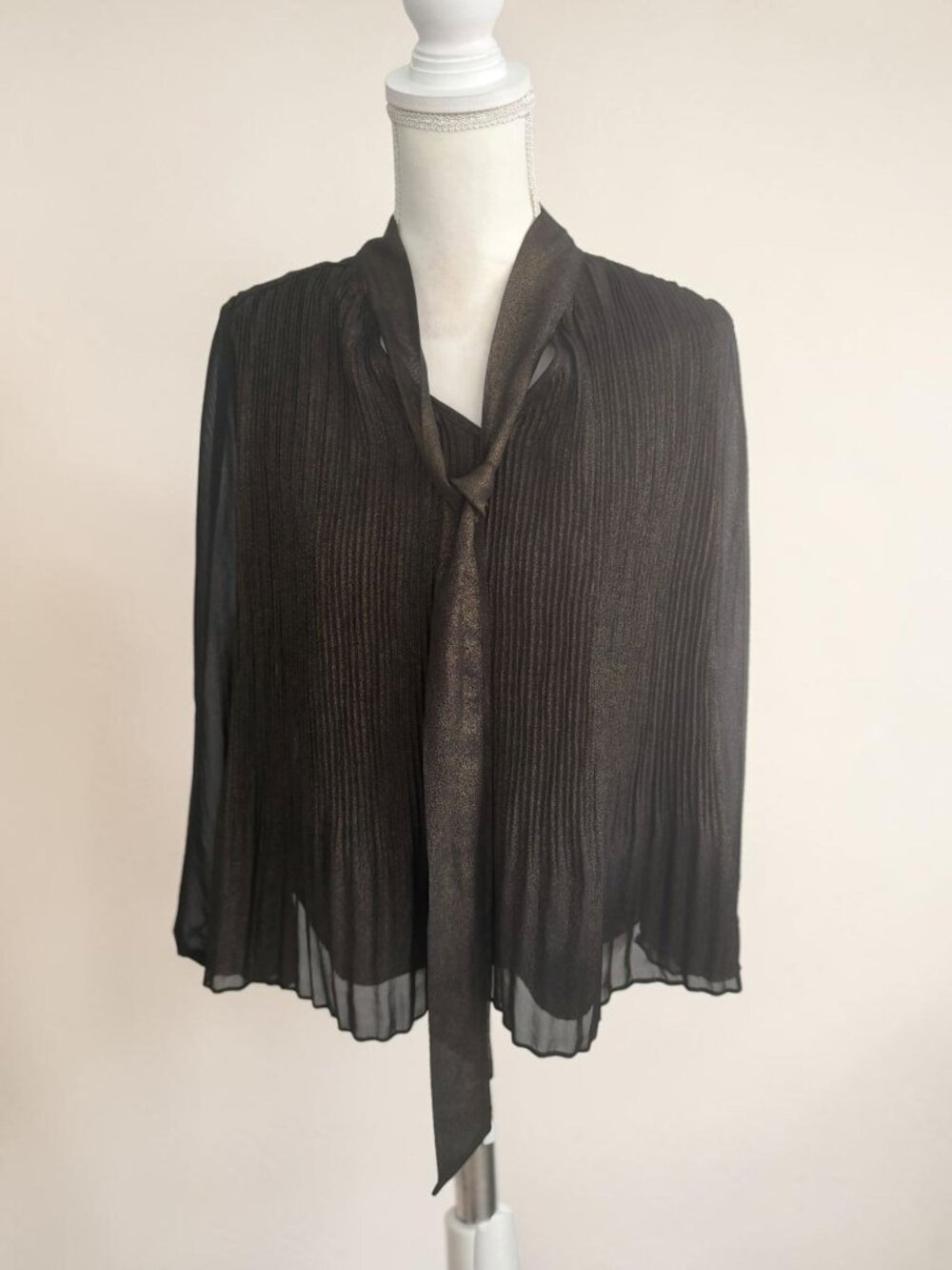 NANETTE LEPORE Brown Bronze Metallic Swing Blouse Size Medium